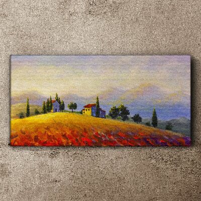 Tablou canvas Peisaj însorit cu case pe un deal