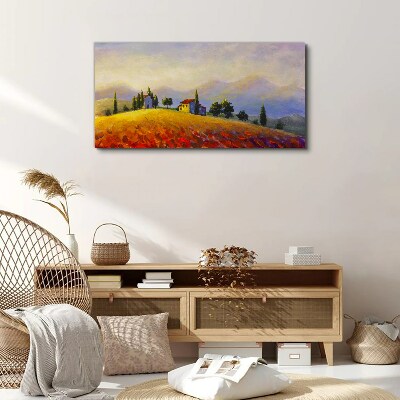 Tablou canvas Peisaj însorit cu case pe un deal