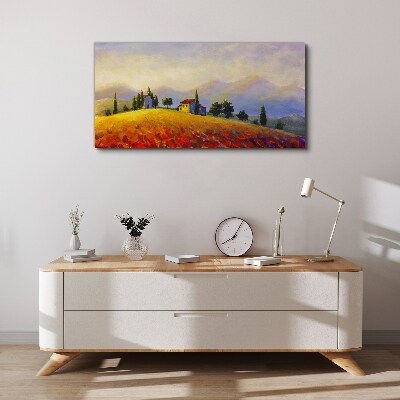 Tablou canvas Peisaj însorit cu case pe un deal