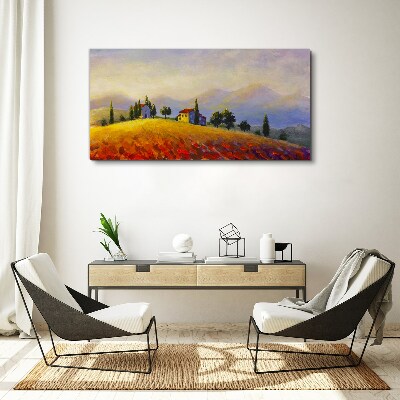 Tablou canvas Peisaj însorit cu case pe un deal