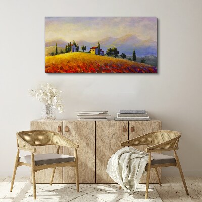 Tablou canvas Peisaj însorit cu case pe un deal