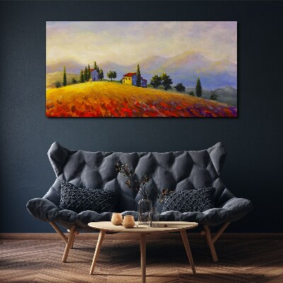 Tablou canvas Peisaj însorit cu case pe un deal