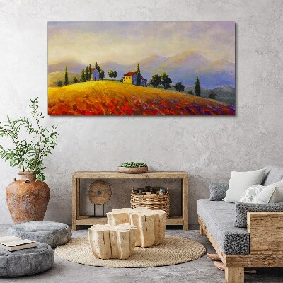 Tablou canvas Peisaj însorit cu case pe un deal