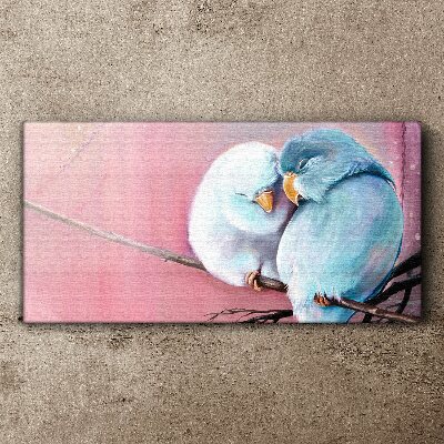 Tablou canvas Papagali drăguți pe o ramură
