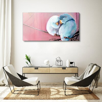 Tablou canvas Papagali drăguți pe o ramură
