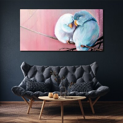 Tablou canvas Papagali drăguți pe o ramură