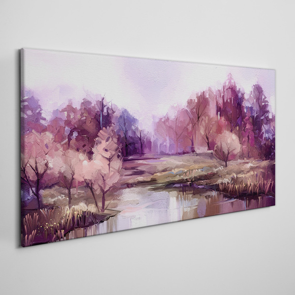 Tablou canvas Peisaj de primăvară în nuanțe de roz