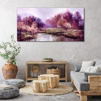 Tablou canvas Peisaj de primăvară în nuanțe de roz