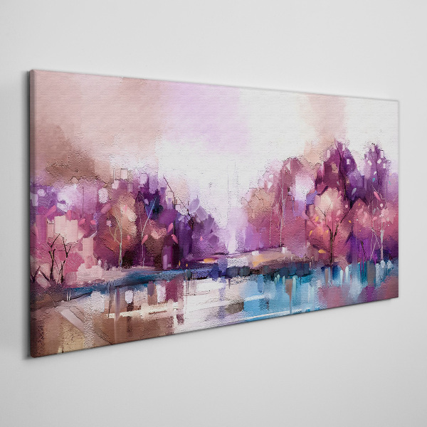 Tablou canvas Reflecții roz într-un peisaj de iarnă