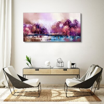Tablou canvas Reflecții roz într-un peisaj de iarnă