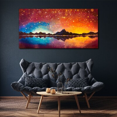 Tablou canvas Apus peste un lac de munte