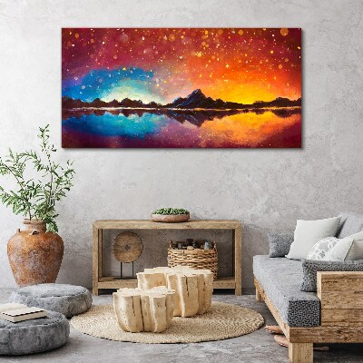 Tablou canvas Apus peste un lac de munte