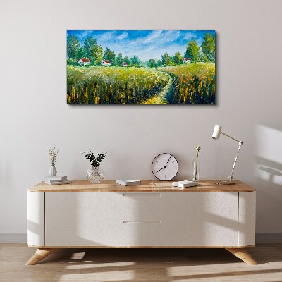 Tablou canvas Peisaje de vară cu case de țară