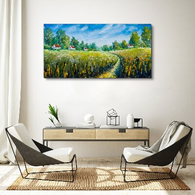 Tablou canvas Peisaje de vară cu case de țară
