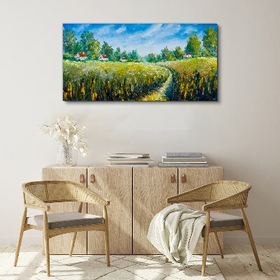 Tablou canvas Peisaje de vară cu case de țară
