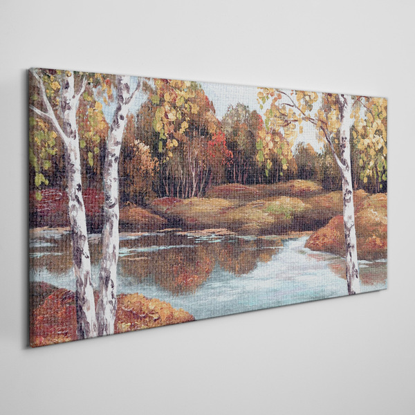 Tablou canvas Peisaj de toamnă lângă râu