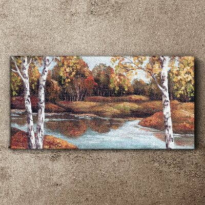 Tablou canvas Peisaj de toamnă lângă râu