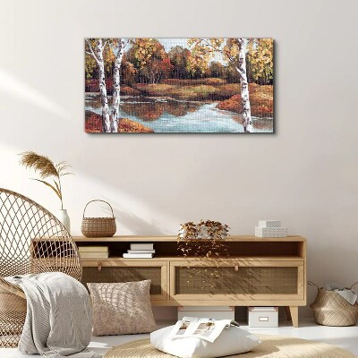 Tablou canvas Peisaj de toamnă lângă râu
