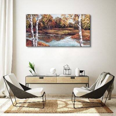 Tablou canvas Peisaj de toamnă lângă râu