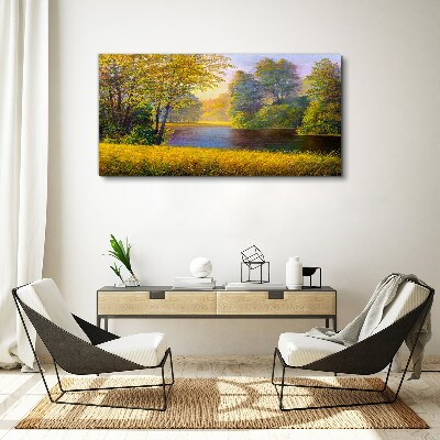 Tablou canvas Toamnă de aur pe râu