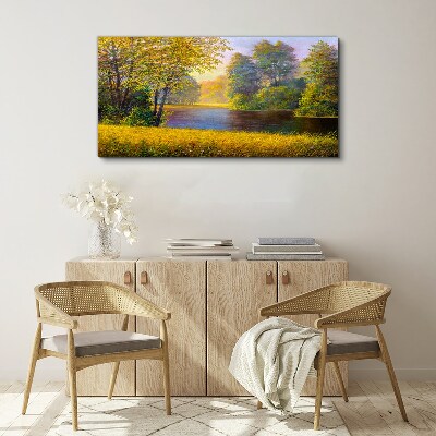 Tablou canvas Toamnă de aur pe râu