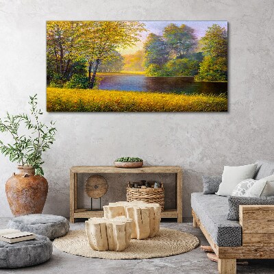 Tablou canvas Toamnă de aur pe râu