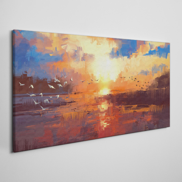 Tablou canvas Apus peste un lac linistit