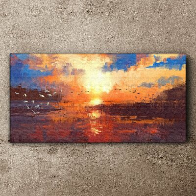 Tablou canvas Apus peste un lac linistit