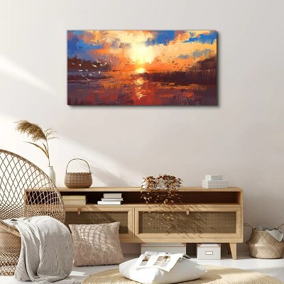 Tablou canvas Apus peste un lac linistit