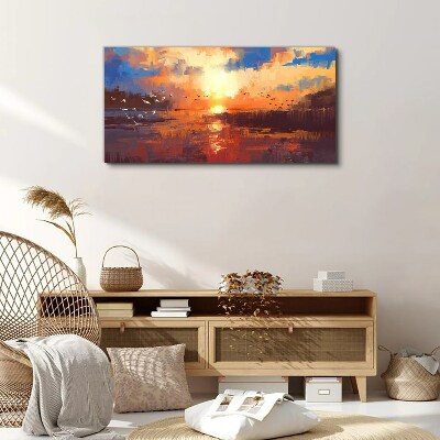Tablou canvas Lacul Nori Apus de soare