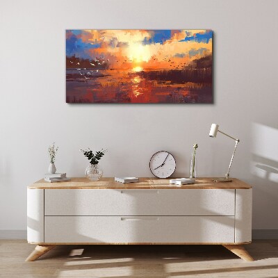 Tablou canvas Apus peste un lac linistit