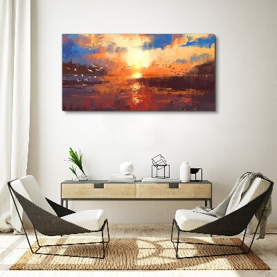 Tablou canvas Apus peste un lac linistit