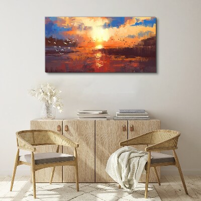 Tablou canvas Apus peste un lac linistit