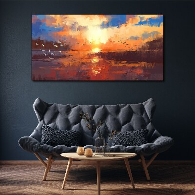 Tablou canvas Apus peste un lac linistit