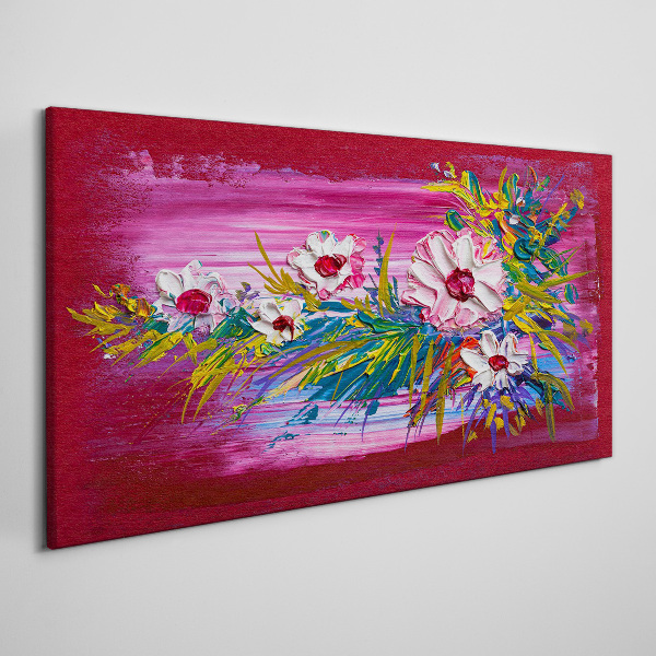 Tablou canvas Flori pe fond roz