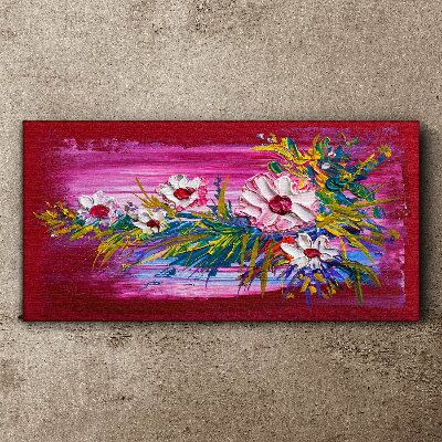 Tablou canvas Flori pe fond roz