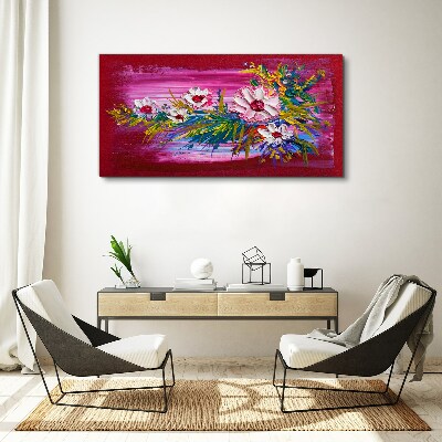 Tablou canvas Flori pe fond roz
