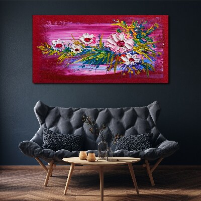 Tablou canvas Flori pe fond roz