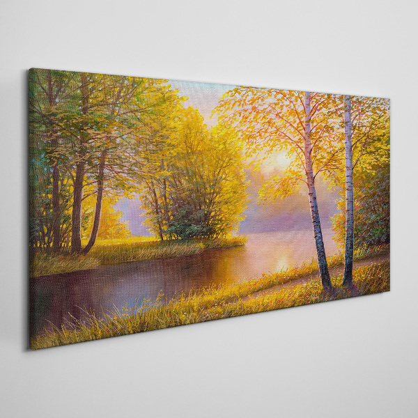 Tablou canvas Dimineața de aur la lac