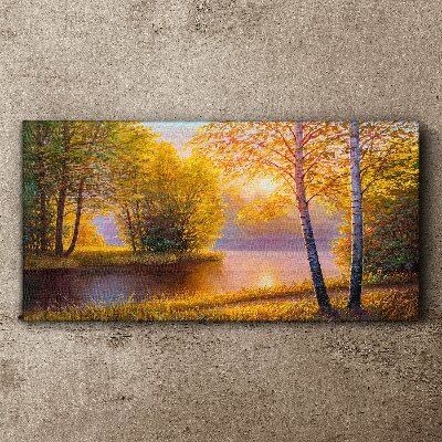 Tablou canvas Dimineața de aur la lac