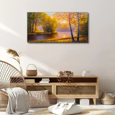 Tablou canvas Dimineața de aur la lac