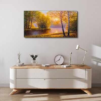 Tablou canvas Dimineața de aur la lac