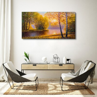 Tablou canvas Dimineața de aur la lac