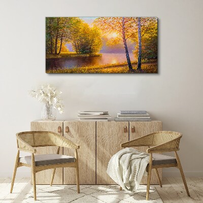 Tablou canvas Dimineața de aur la lac