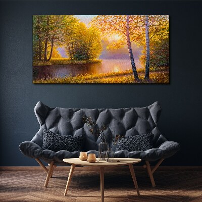 Tablou canvas Dimineața de aur la lac