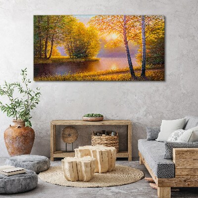 Tablou canvas Dimineața de aur la lac