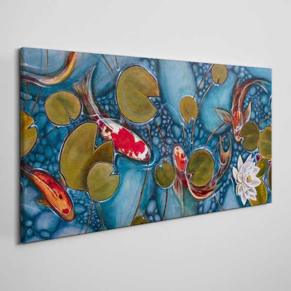 Tablou canvas Koi printre nuferi