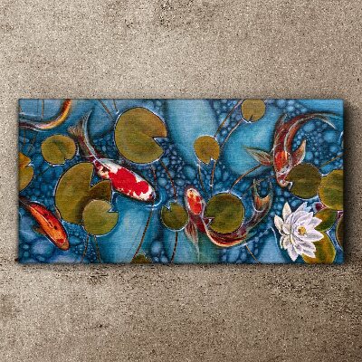 Tablou canvas Koi printre nuferi