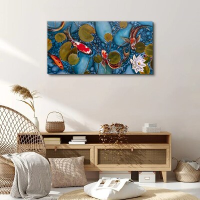 Tablou canvas Koi printre nuferi