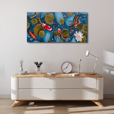 Tablou canvas Koi printre nuferi
